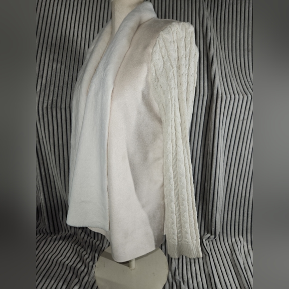 Gaby & Eden NWOT Women Ivory Faux Fur Jacket cardigan Size Large - Picture 4 of 14